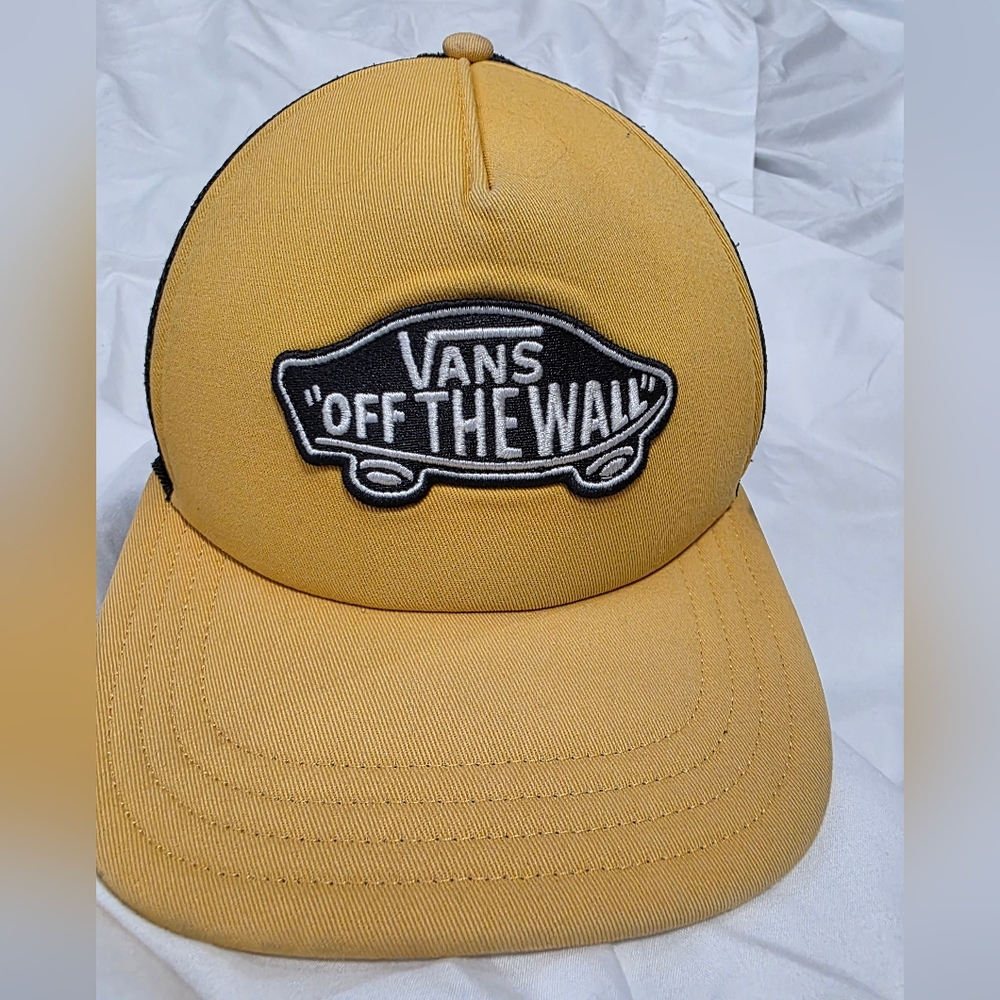Vans Off The Wall Trucker Skater Hat Men Yellow‎ Black Snap Back Cap